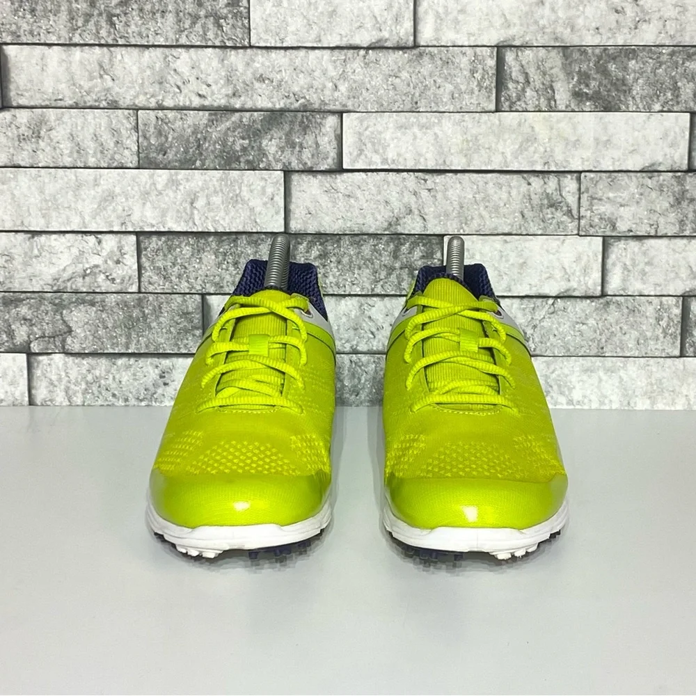 FootJoy Women's Neon Yellow Athletic Golf Shoe with Purple Logo
